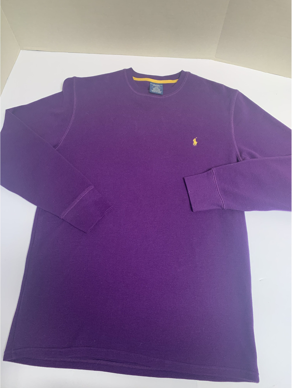 Polo Ralph Lauren Men's L Purple Waffle Knit Thermal Long Sleeve Shirt